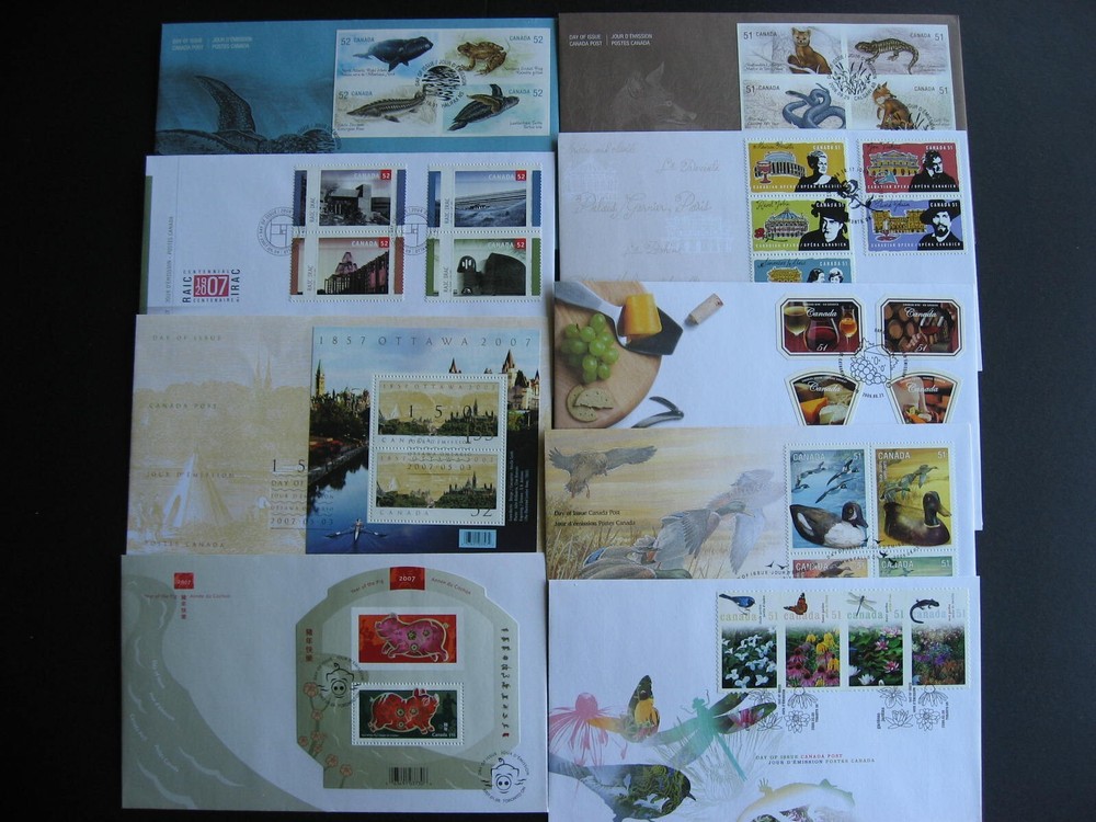 Canada 9 FDC 2006-7 era larger sets or souvenir sheets first day covers