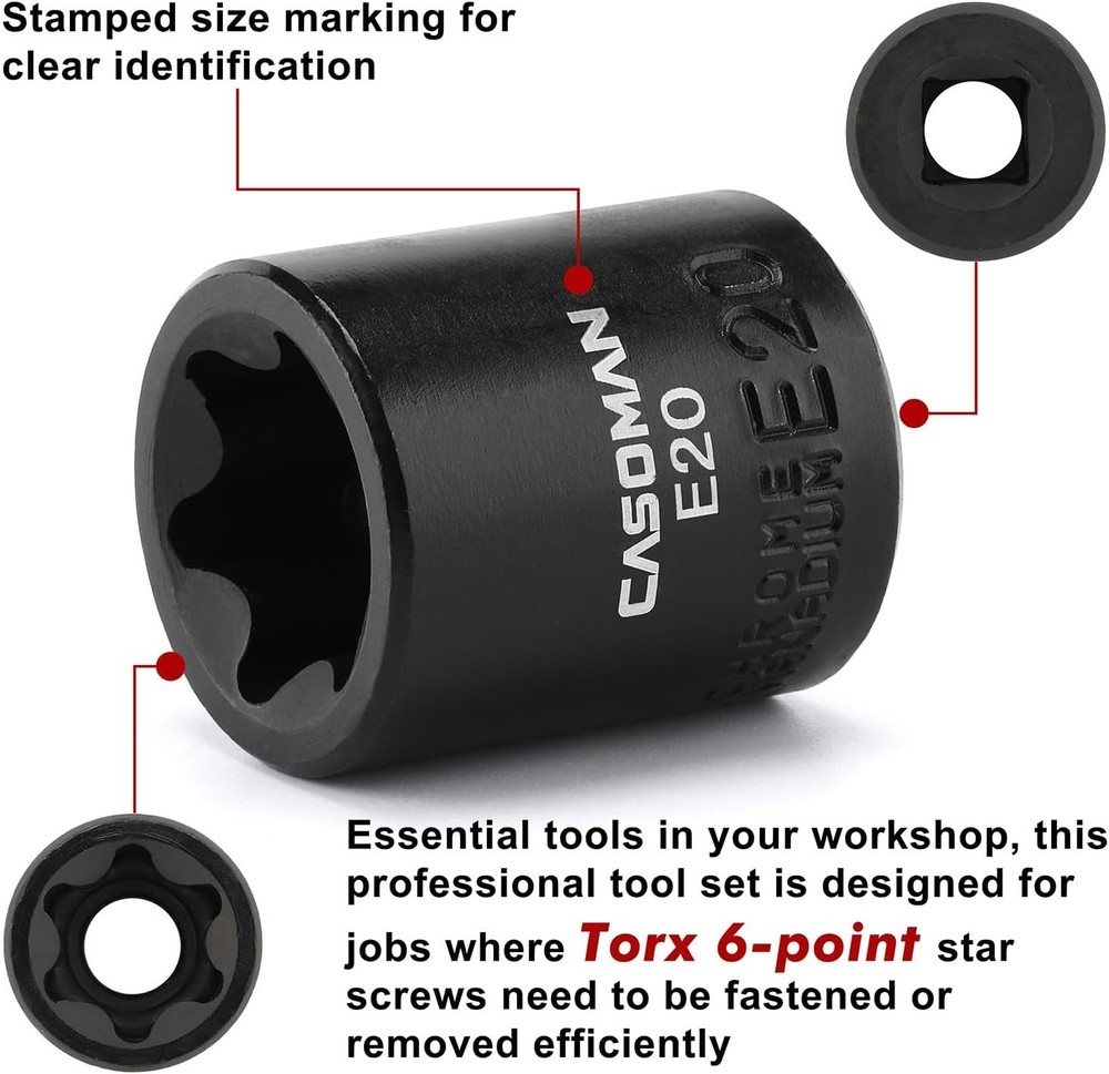 Versatile 11PC E Torx Socket Set - Rugged Design for Mechanics & DIY Projects