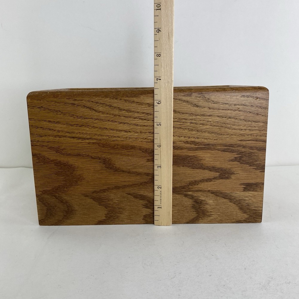 Vintage Solid Oak Tissue Kleenex Deep Box Cover Dispenser Woodgrain Rectangular