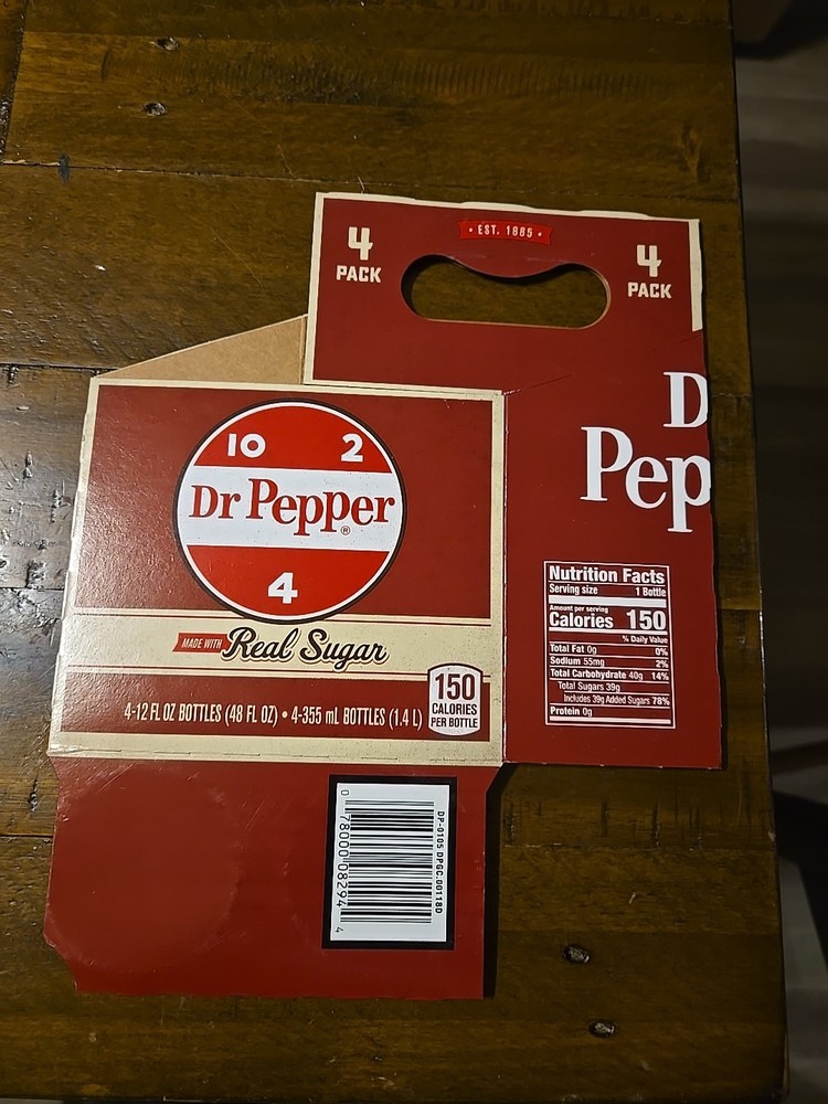 Dr Pepper Real Sugar 4 Pack Cardbosrd