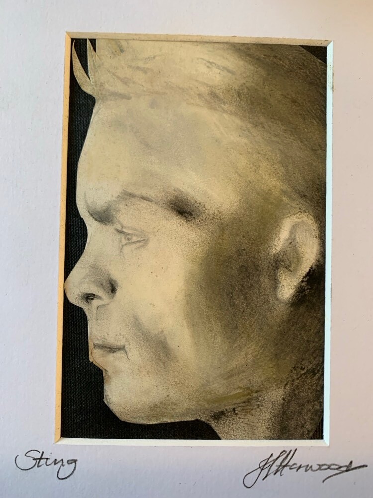 Pastel drawing of Sting - Message Sting