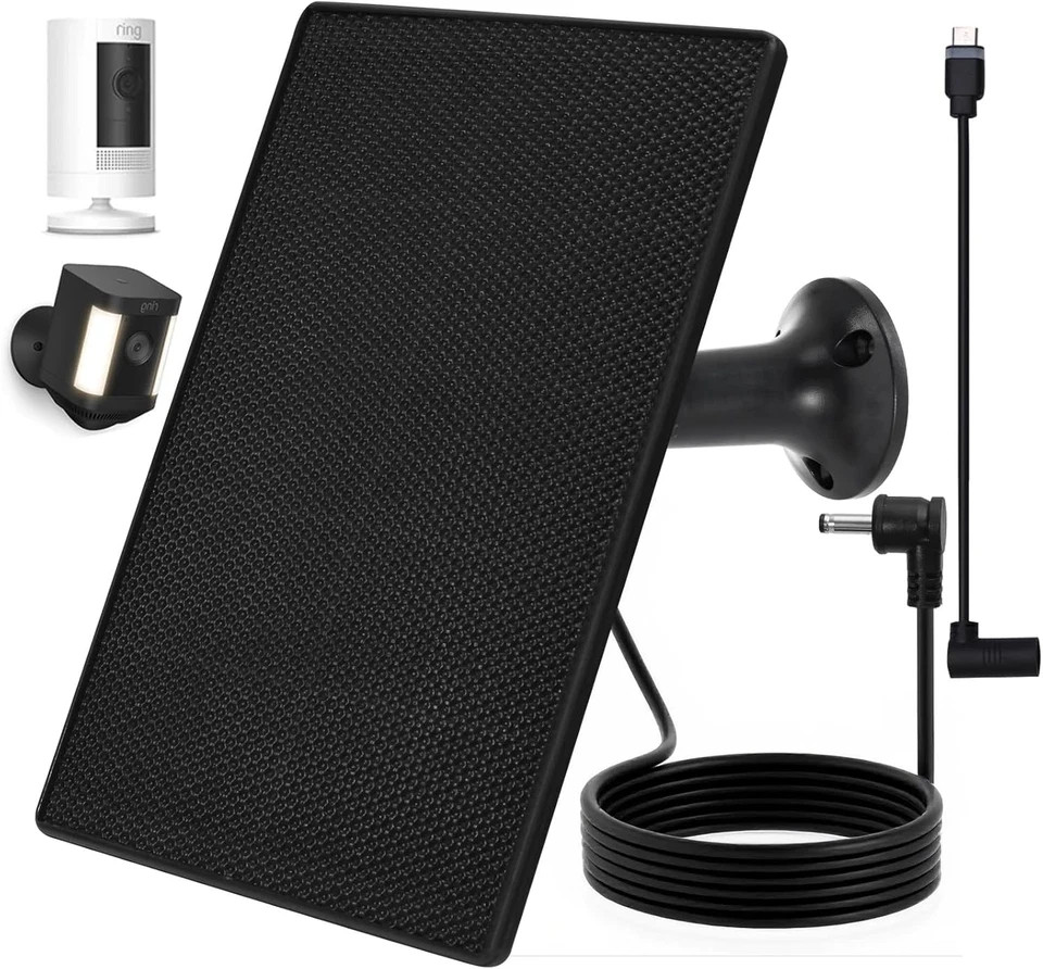 Solar Panel for Ring Camera, 4W Solar Charger Compatible with Spotlight Plus/Pro