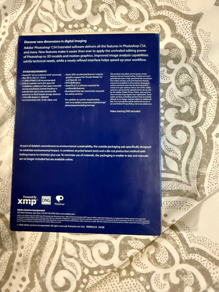 Adobe Photoshop CS4 Extended Student Edition with code for Serial Number VG MAC