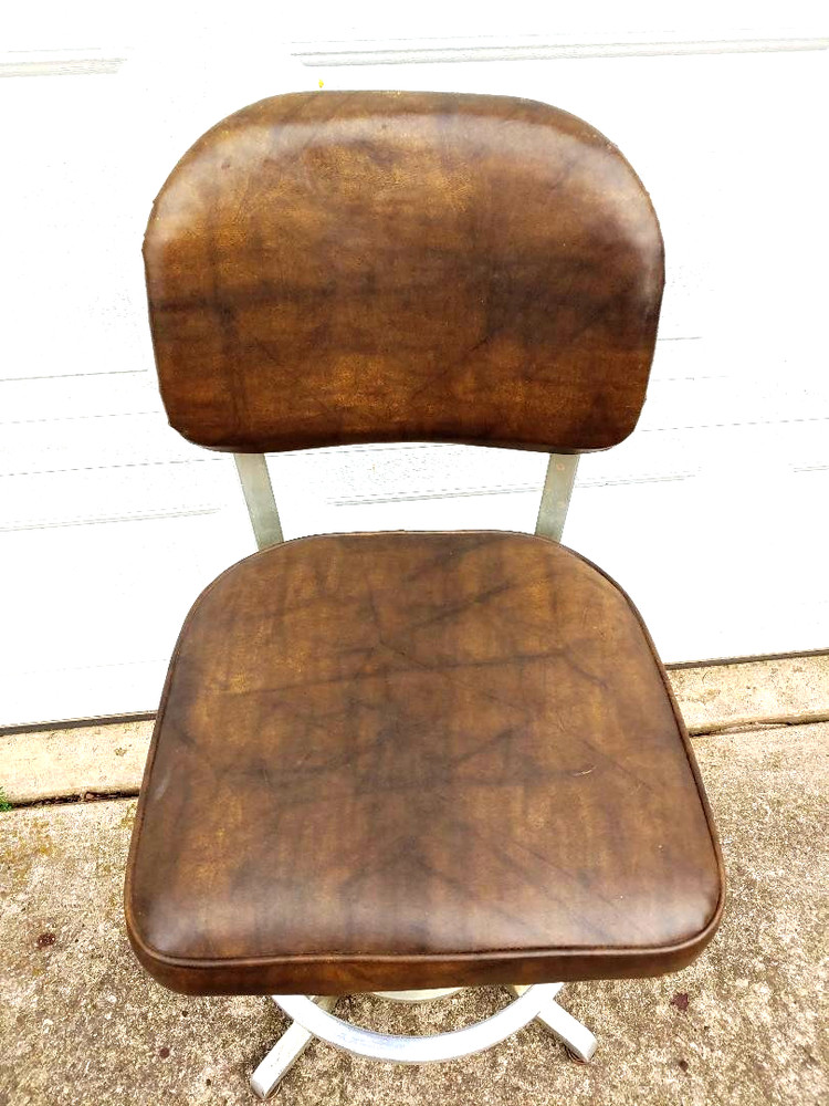 RARE TALL MACHINE AGE INDUSTRIAL ERA DRAFTING STOOL BY GOODFORM...