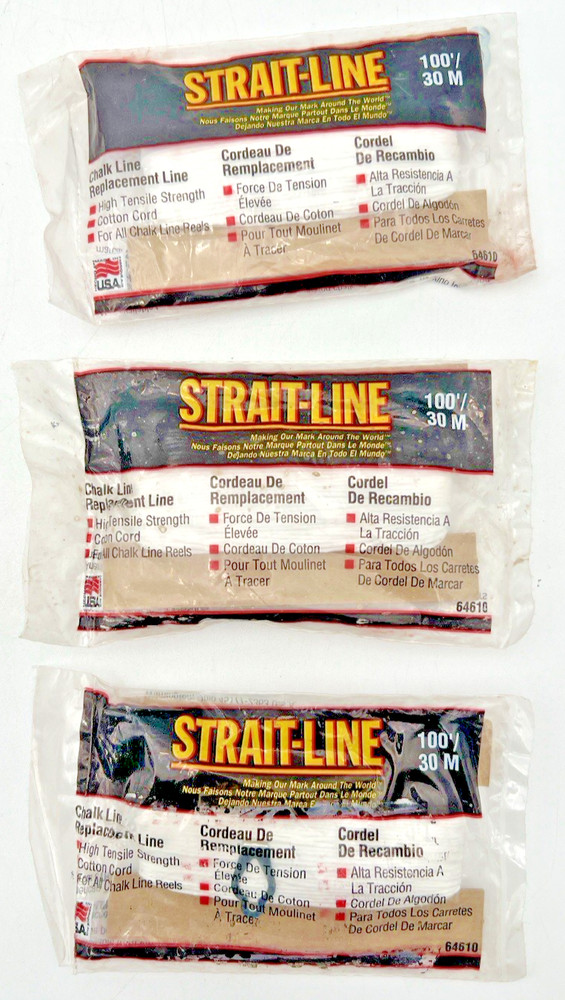 (8) AMERICAN TOOL STRAIT-LINE 64610 REPLACEMENT CHALK LINE 100' PER PACK