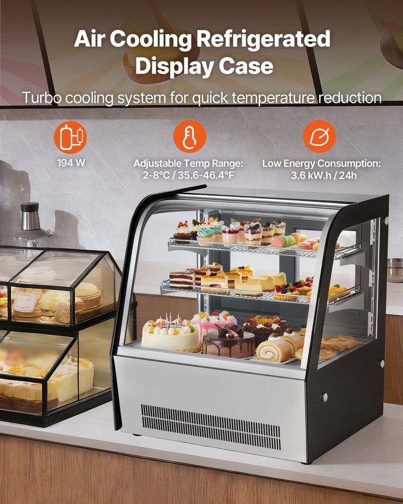 4.2 Cu Ft Refrigerated Display Case 2 Tier Cake Pastry Fridge