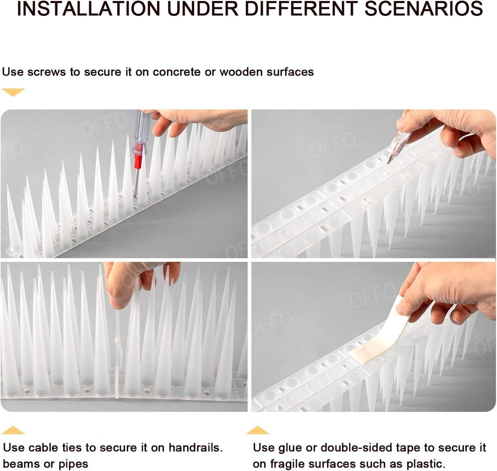 Frosted White 20ft Medium Bird Spikes - Effective & Humane Pest Control Solution