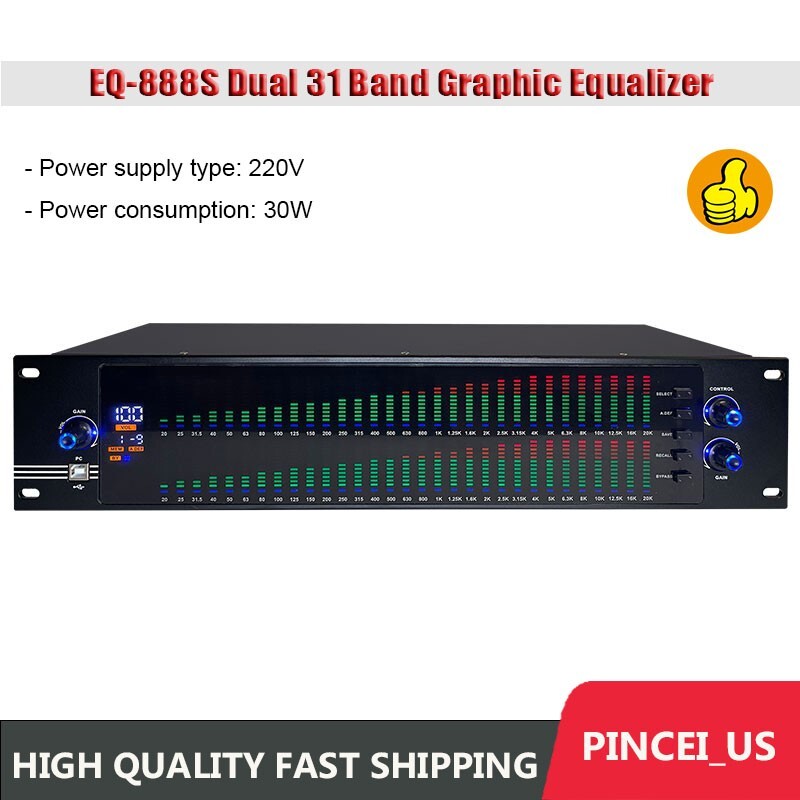 EQ-888S Dual 31 Band Graphic Equalizer Professional Graphic Equalizer SZ