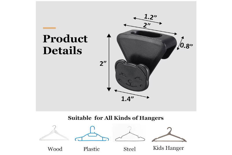 18 Piece Home Space Saving Hooks with Bear Face Hanging Connectors
