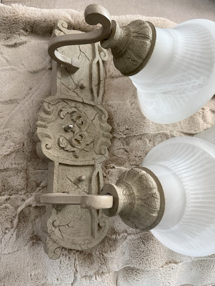 Victorian Style Grey Duel Light Fixture Pair