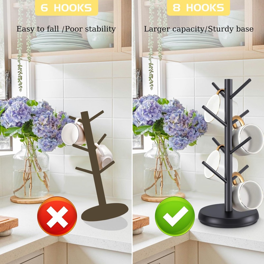 Mug Holder TreeNew Upgraded 360° Rotated 8 Hooks Coffee Cup Holder for Counte...