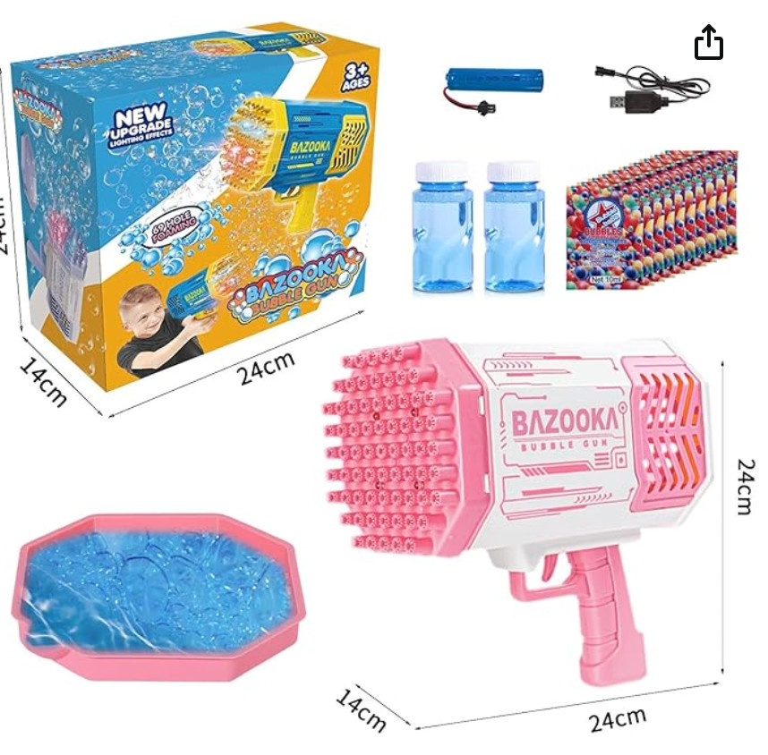 Bubble Gun Bazooka Bubble Machine Gun Bubble Blaster Gun with Bubble Solution...