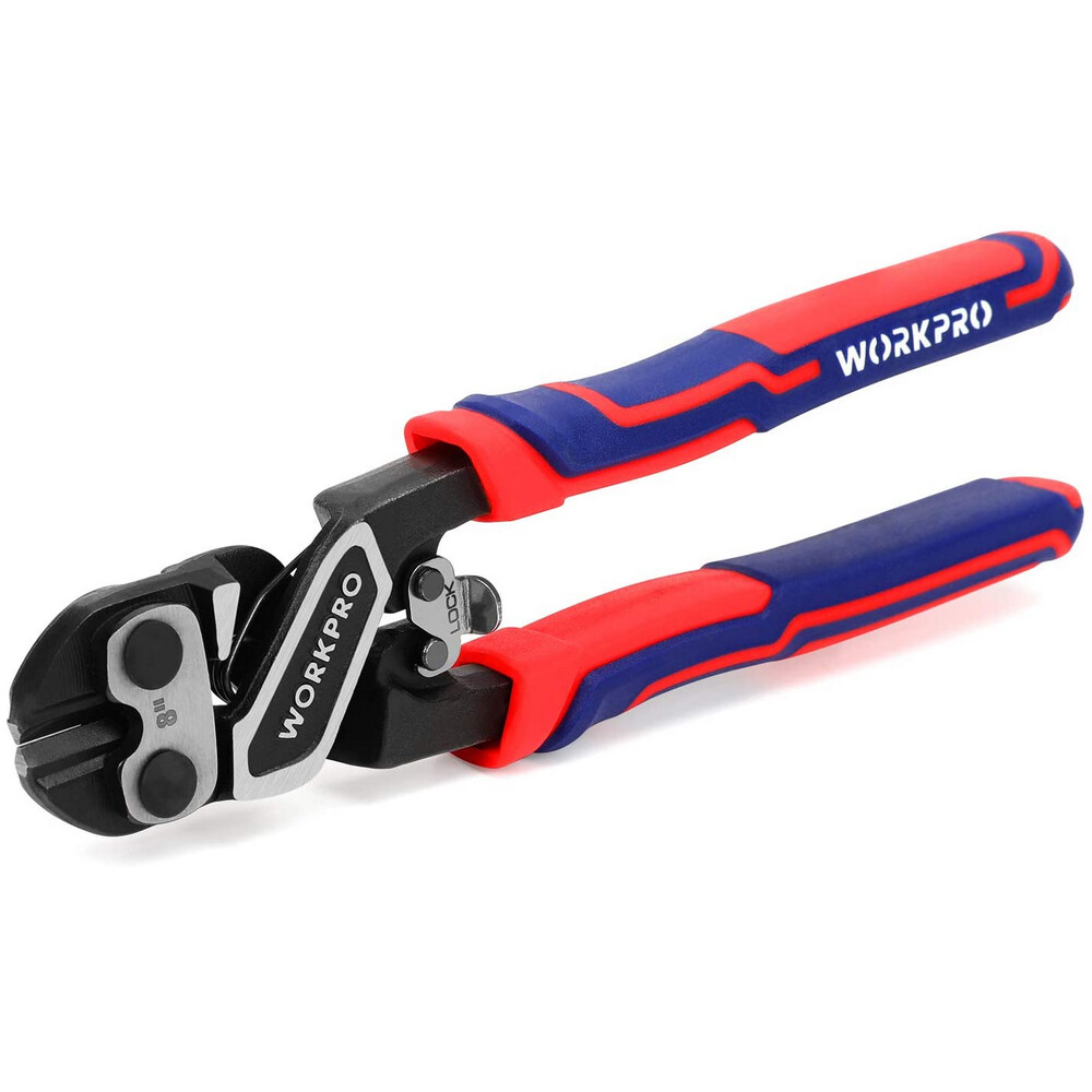 WORKPRO 8-inch Mini Bolt Cutter with Bi-Material Ergonomic Handle Security Lock