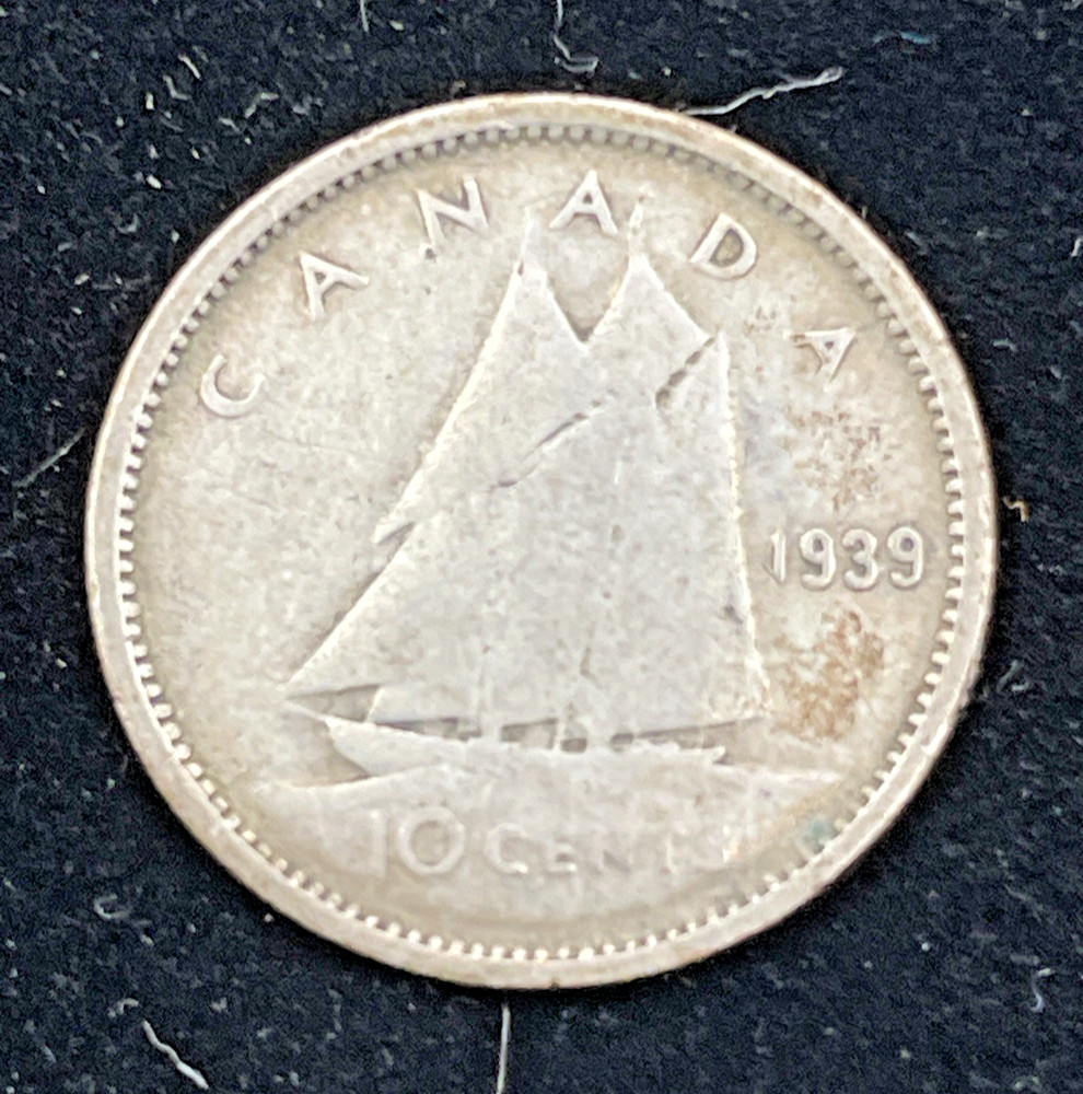 1939 Canada 10 Cent Piece 80% Silver Coin
