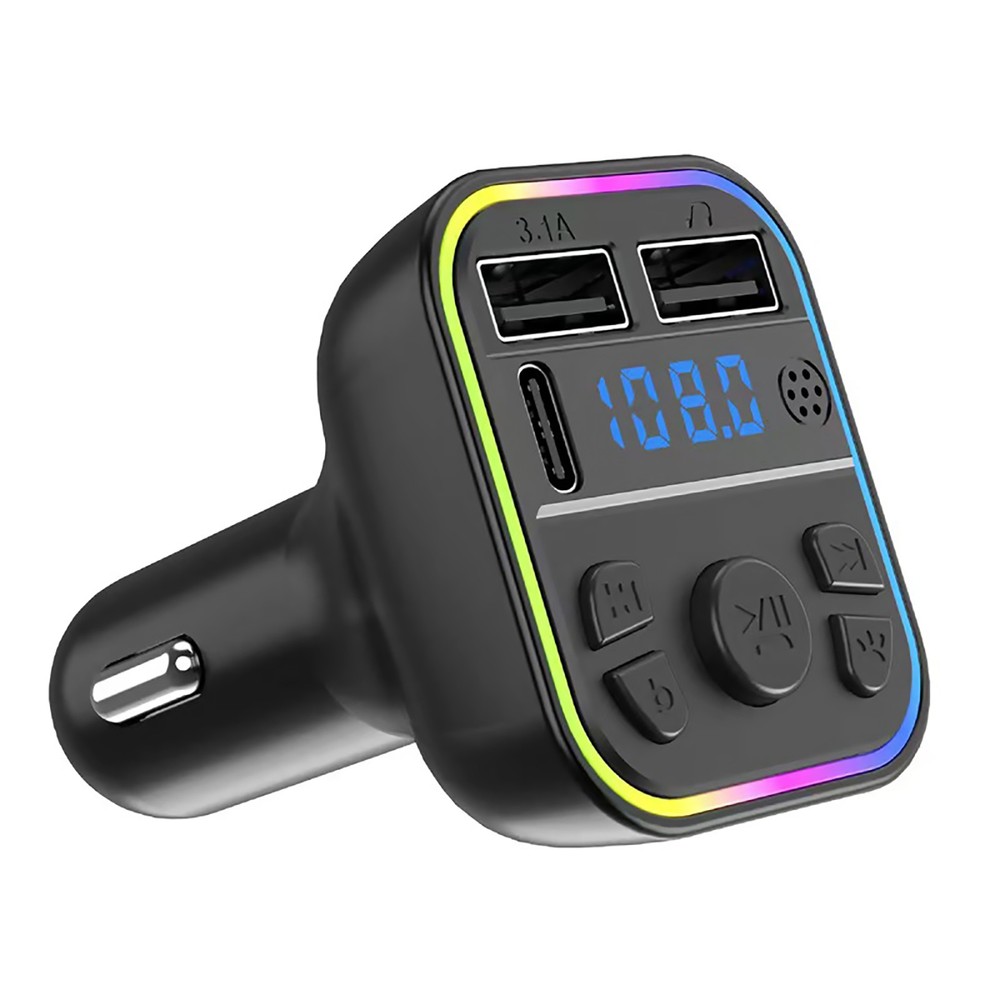 Car FM Transmitter Adapter Bluetooth 5.0 Type-C Dual USB Fast Charger Adapter