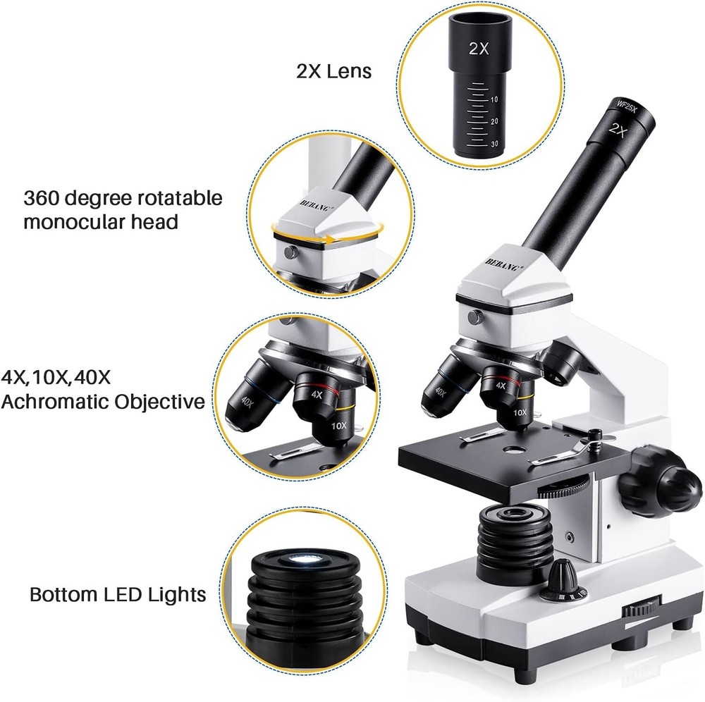 Microscope for Adults Kids, 100X-2000X BEBANG Compound Microscope *Open Box