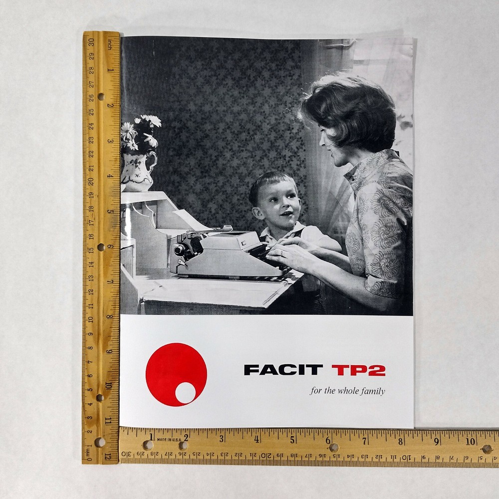 Facit TP2 Typewriter User Instruction Manual and Ad Insert