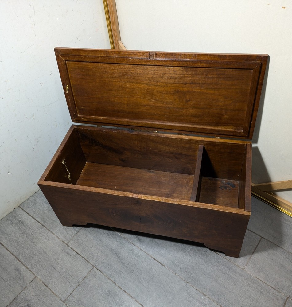 Antique Rustic Solid Wood Carpenter Tool Storage Box Chest Trunk with Lid N65