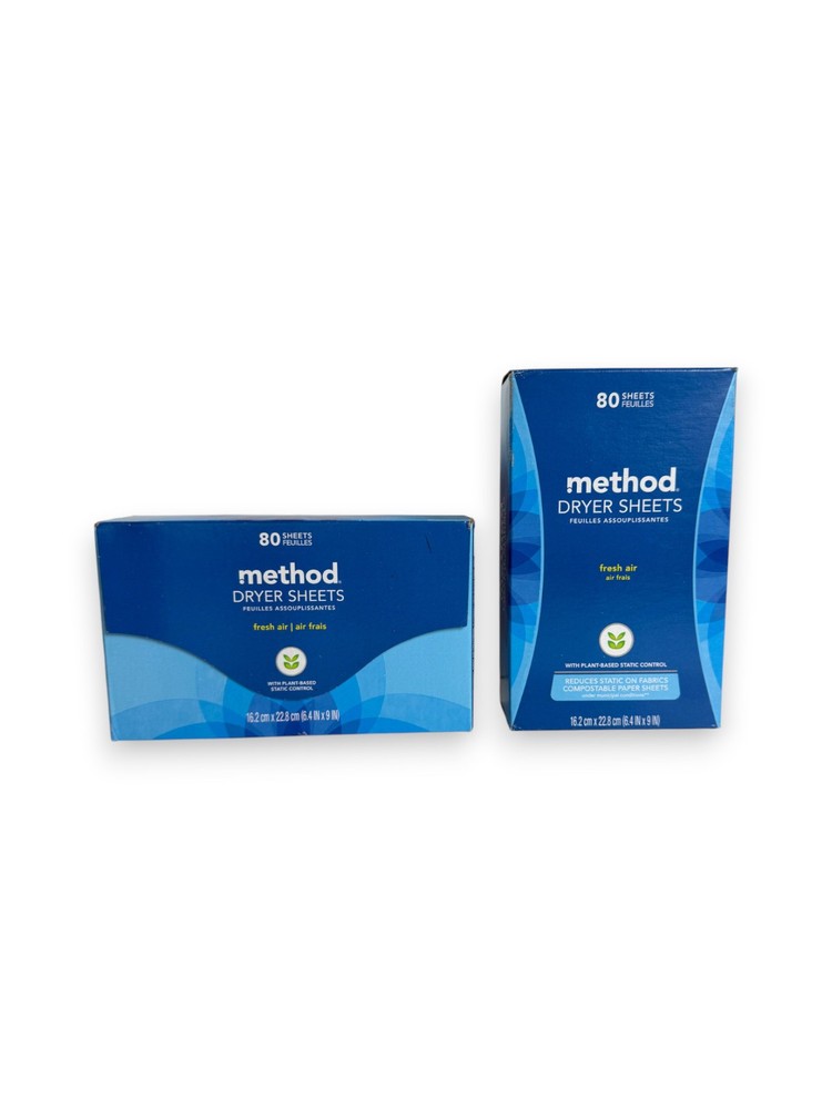 Method Dryer Sheets - Fresh Air - 80 Count (2 Boxes)