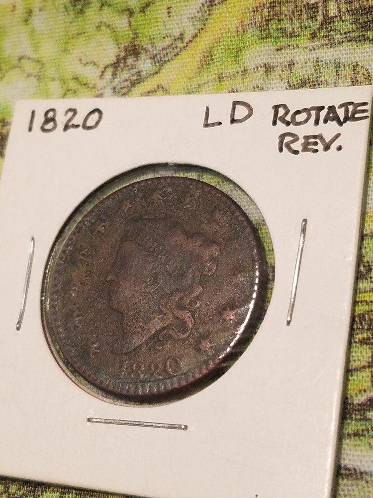 1820 Large Cent Large Date Rotated Reverse VG