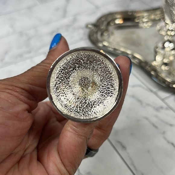 Silverplated Tray with Six Kiddish Wine Cups from Israel
