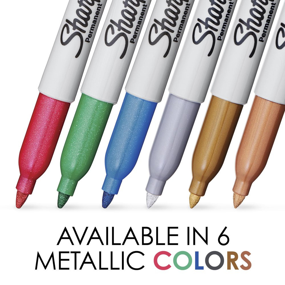 Metallic Permanent Markers, Fine Point, Silver, 12 Count