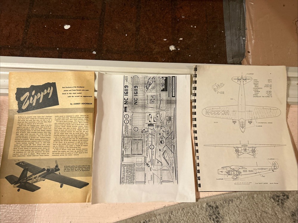 Vintage Aviation Pages Drawings Old Engineering Information Papers Airplane ￼￼