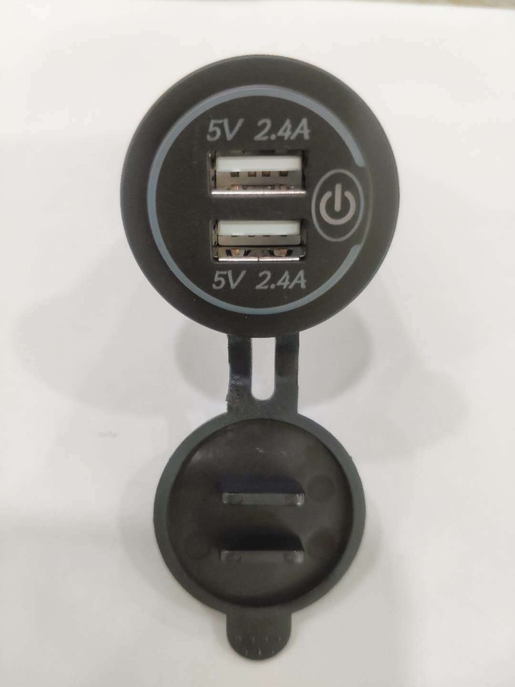 Panel Mount Dual USB, 2.4 A Charger with Touch Switch. 12/24 VDC Input