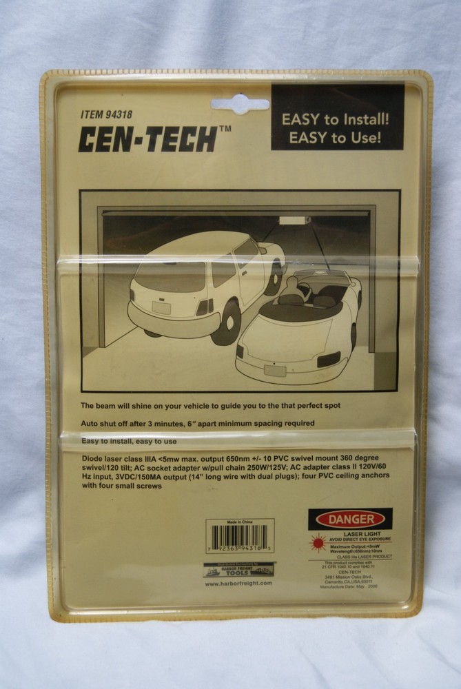 cen-tech laser guided parking system for 2 car garage 94318