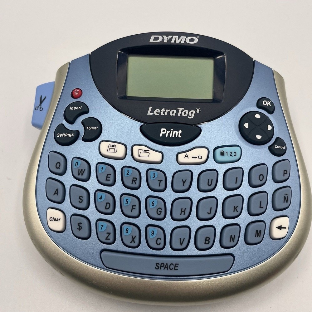 Dymo LetraTag LT-100T Label Thermal Printer Blue Silver - Tested