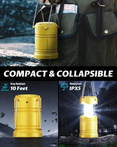 4 Pack LED Camping Lanterns, Battery Powered Camping Lights LED Yellow