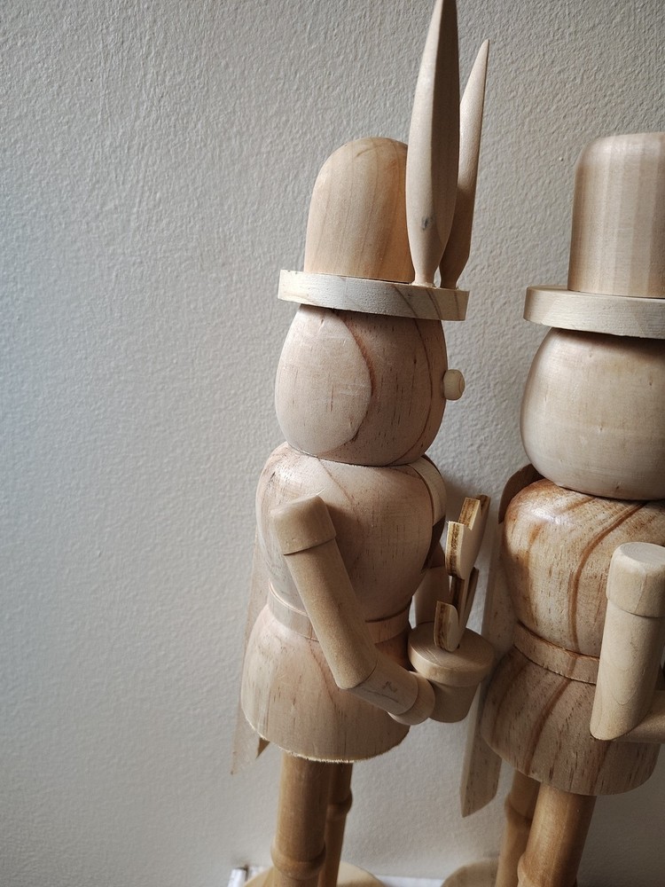 Make Market Wood Easter Bunny Rabbit Nutcracker Pair Unpainted Art Craft Project