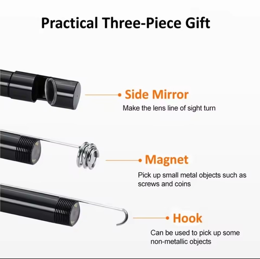 Endoscope Camera USB TypeC 7mm 2M Large Waterproof 6 LED Android PC Phone Inspection