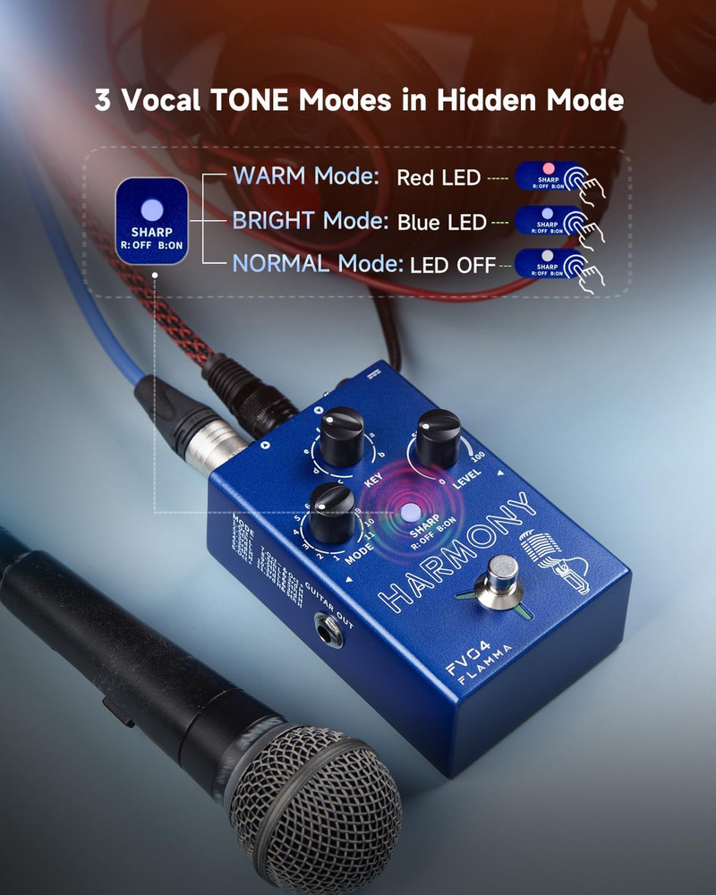FV04 Vocal Harmony Pedal Vocal Effects Processor Stompbox Voice Mic Harmonizer w