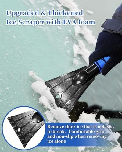 33" Extendable Snow Brush & Ice Scraper for Car Windshield - Foam Grip, Soft Bro