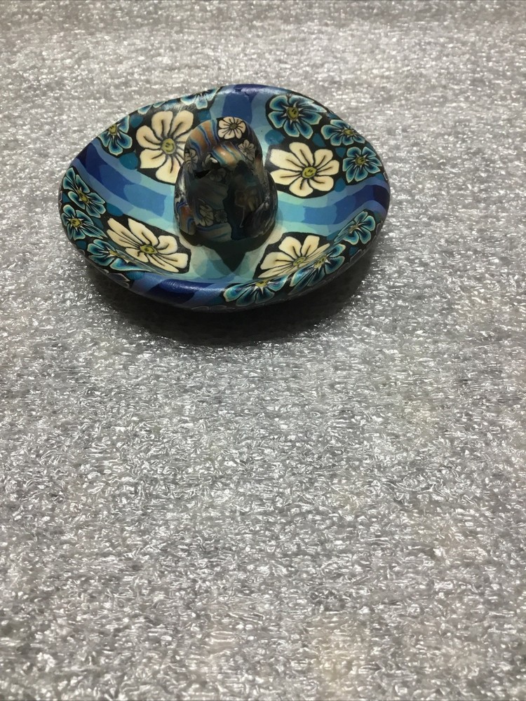 Flowered Round Multi Blue Color Dolphin Incense Holder