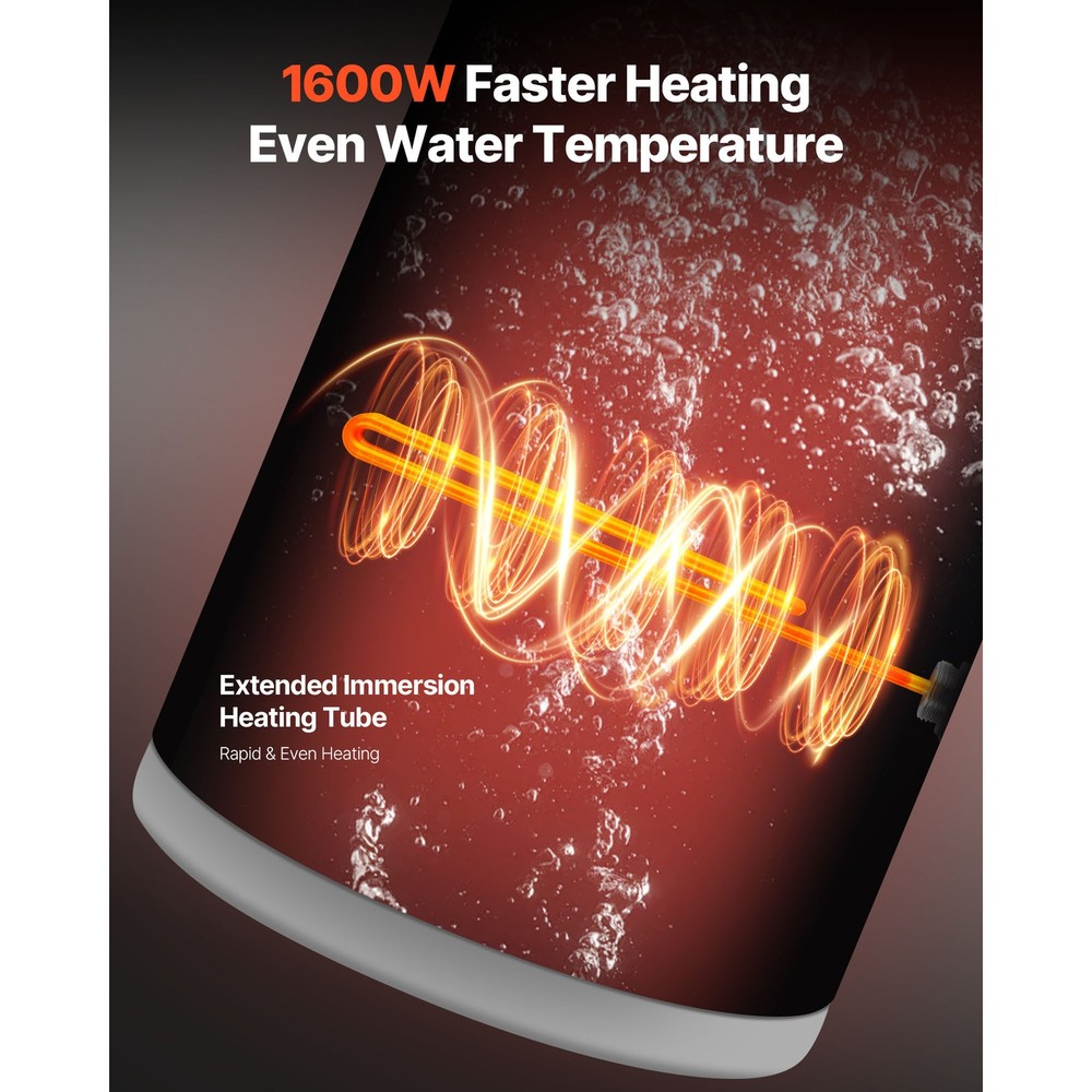 Uimoso 6-Gallon Electric Water Heater, 1600W, 120V, Compact with Safety Valve