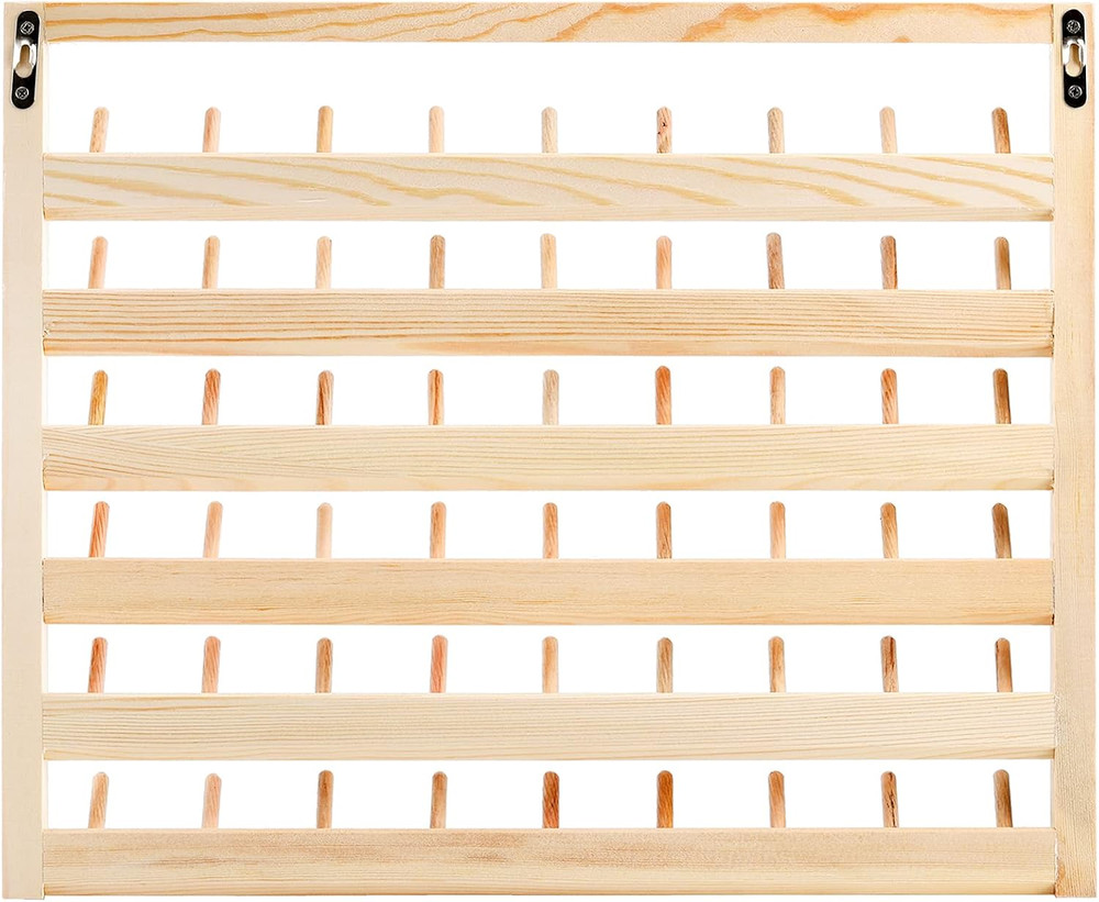 2 Pack 54 Spools Wooden Thread Holder, Large Racks, Wall Mount Storage Organizer