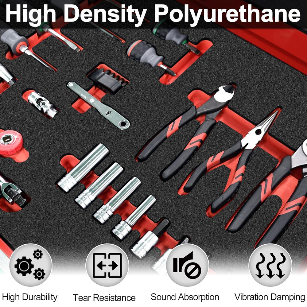 Polyurethane Foam Sheets, 4P 16 X 12 X 1 Inch Cuttable Tool Box Case Inserts, Bl