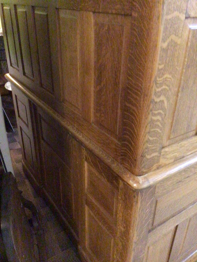Antique Oak Roll top S Curve Desk Raised Panel Sides