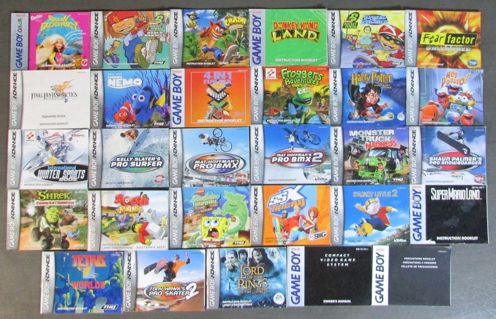Nintendo Game Boy Basic / Advance / Color manuals & boxes gameboy booklets