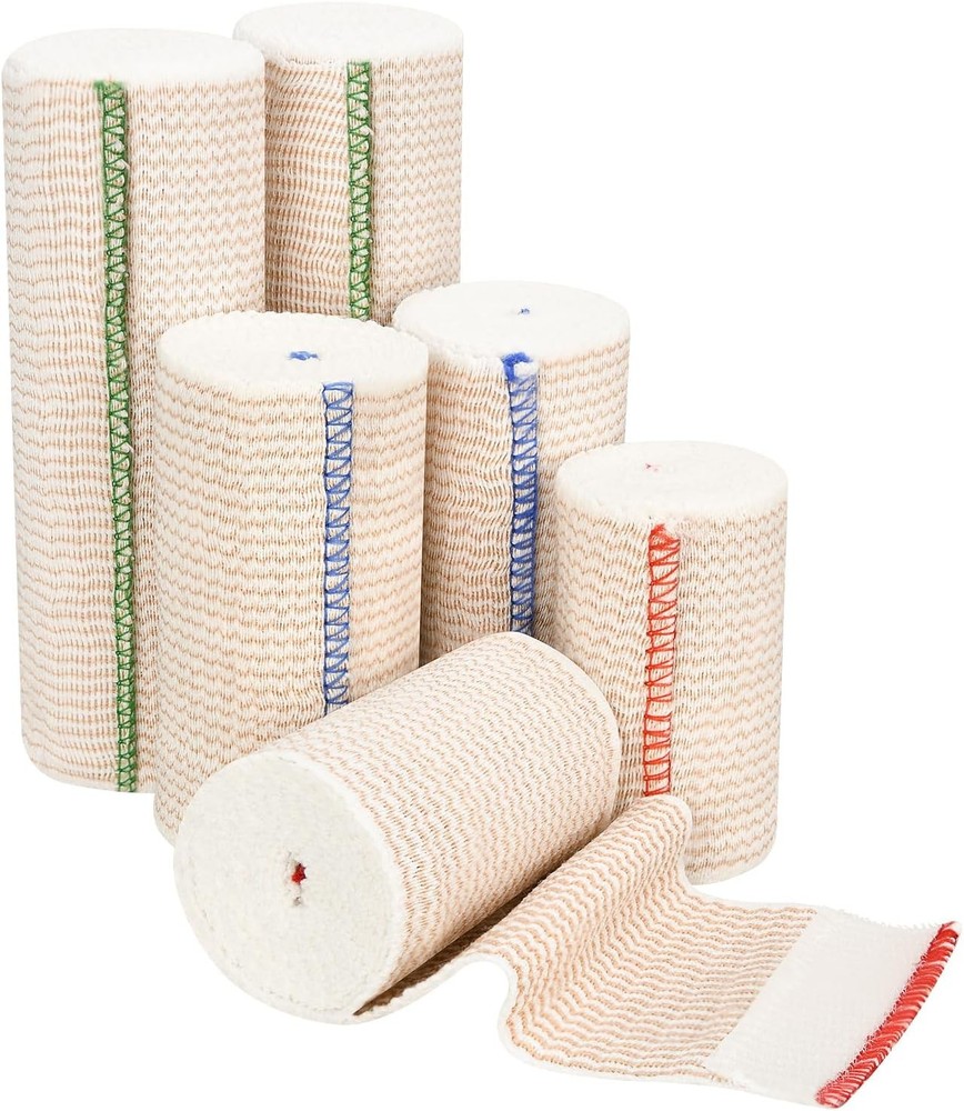 6 Pack (2×3", 2×4", 2×6") Elastic Bandage Wrap Reusable Hook and Loop Rolls