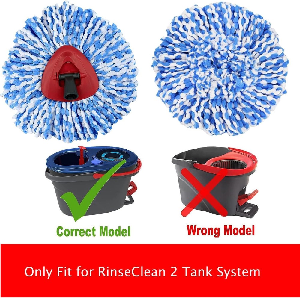 Mop Replacement Heads, 6 Pack Spin Refill, All Hard Surfaces, Blue