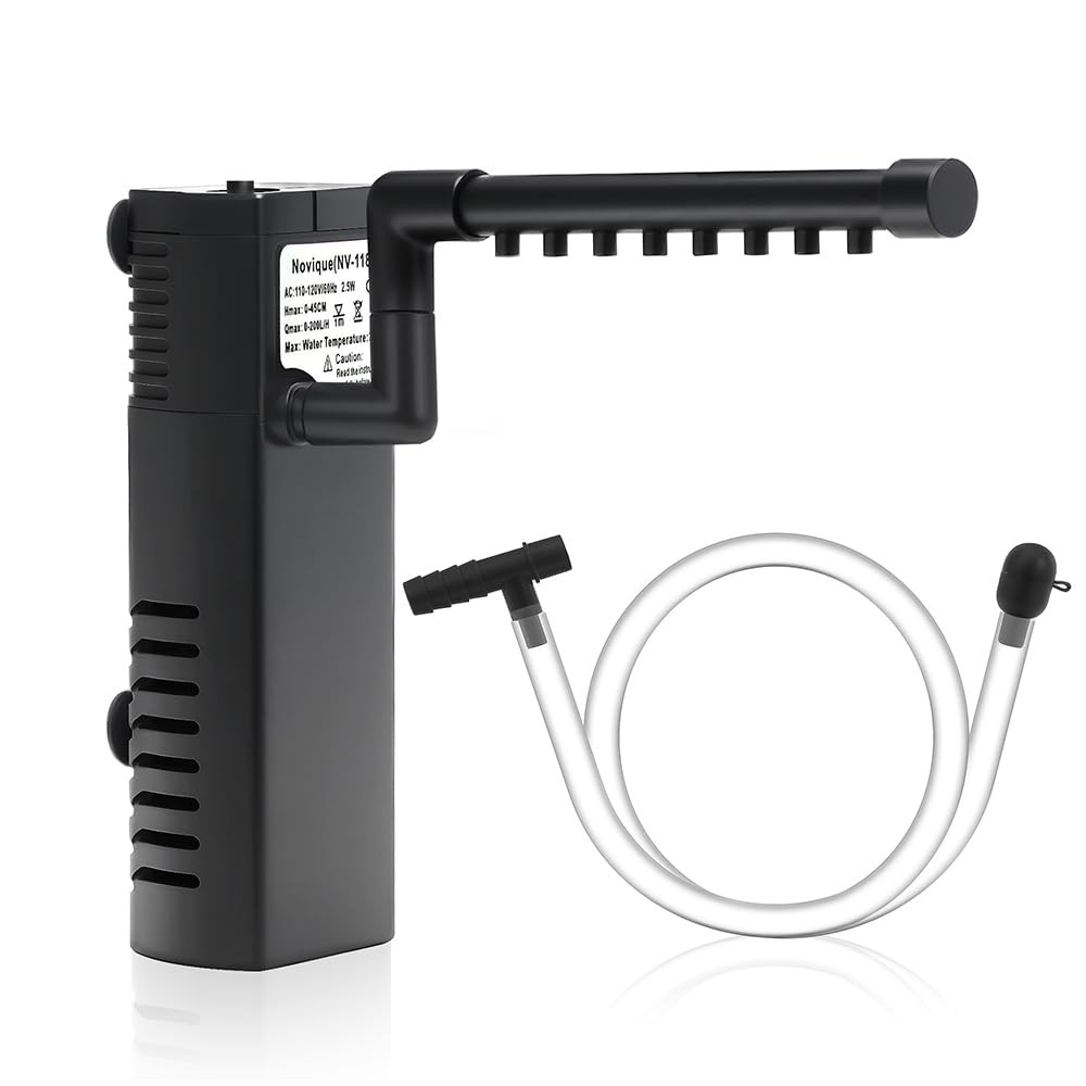 Submersible Aquarium Filter 53 GPH for 2-10 Gallon Tanks, Multi-Function Pump