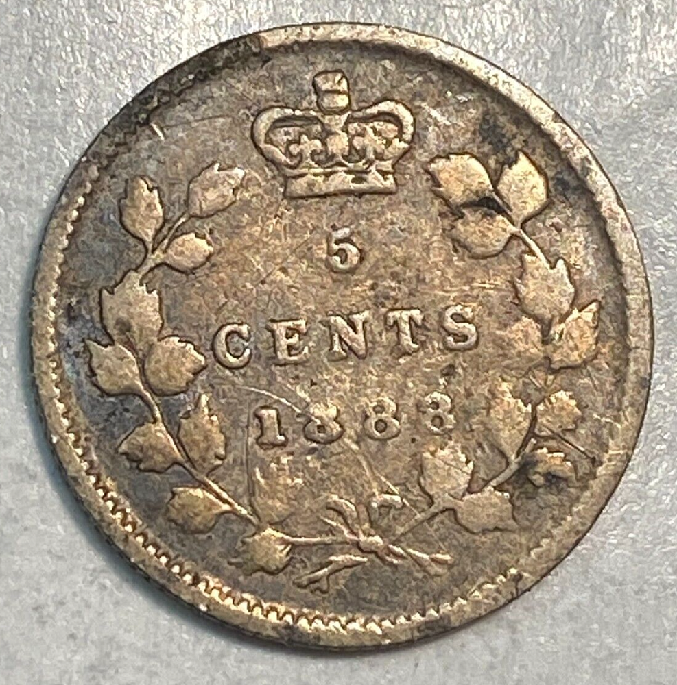 1888 Canada 5 Cents VG KM-2 CHN