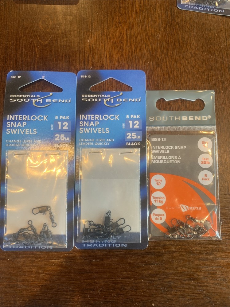 3 Packs South Bend Interlock Snap Swivels Size 12 25 LB
