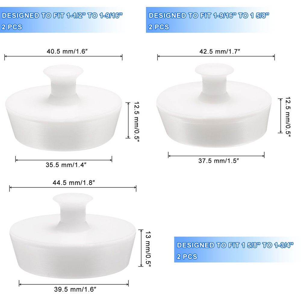 6Pcs Drain Stopper 3 Size with Handle