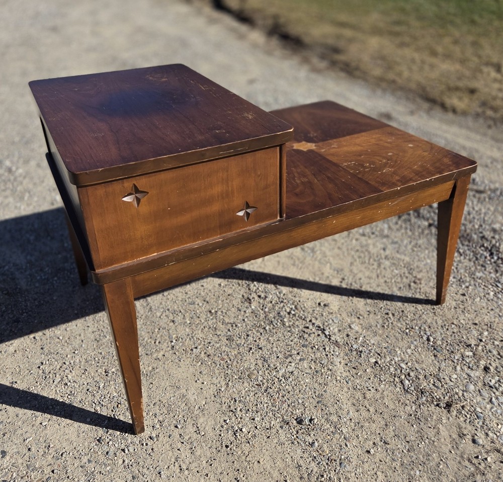 One Mid-century Mersman ( 1950s-1970s ) step-up side table solid wood.