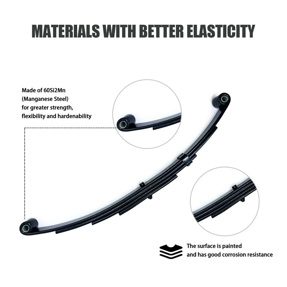 For 3500lbs Single Trailer Axle 4 Leaf Double Eye Leaf Springs + Hanger Kit