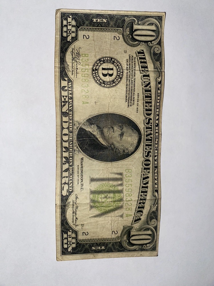 billete de 10 dolares 1934